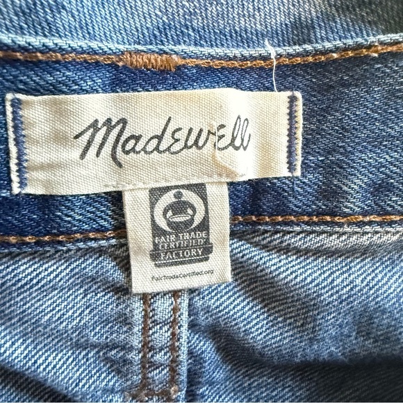 Madewell Shorts Womens 31 Blue Relaxed Denim Button Fly Distressed Raw Hem - Picture 4 of 7